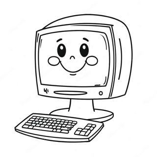 Cute Computer With Smiling Face Coloring Page 1922-1651