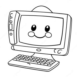 Cute Computer With Smiling Face Coloring Page 1922-1652