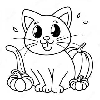 Spooky Black Cat With Pumpkin Coloring Page 19234-15651