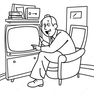 Funny Tv Man Watching Tv Coloring Page 19244-15658