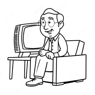 Funny Tv Man Watching Tv Coloring Page 19244-15659