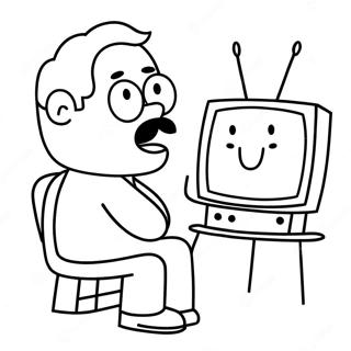 Funny Tv Man Watching Tv Coloring Page 19244-15660