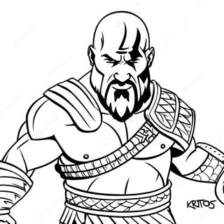 Kratos In Battle Pose Coloring Page 19254-15665