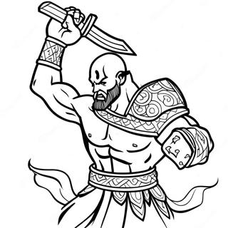 Kratos In Battle Pose Coloring Page 19254-15666