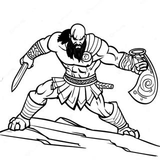 Kratos In Battle Pose Coloring Page 19254-15667