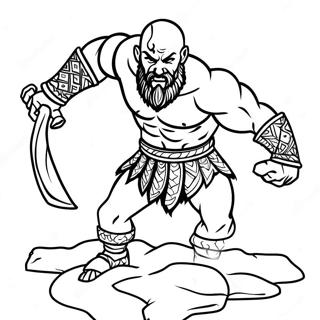 Kratos In Battle Pose Coloring Page 19254-15668