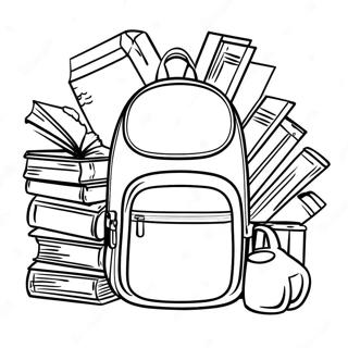 Colorful Backpack With Books Coloring Page 1932-1657