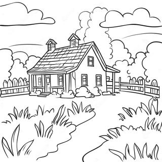 Farmhouse Landscape Coloring Page 19363-15746