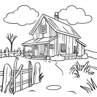 Farmhouse Landscape Coloring Page 19363-15747