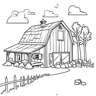 Charming Farmhouse With Barn Coloring Page 19364-15749