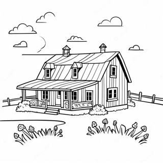 Charming Farmhouse With Barn Coloring Page 19364-15750