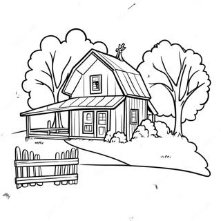 Charming Farmhouse With Barn Coloring Page 19364-15751