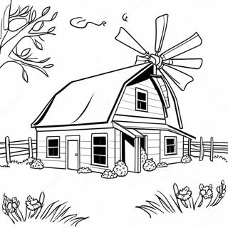 Charming Farmhouse With Barn Coloring Page 19364-15752