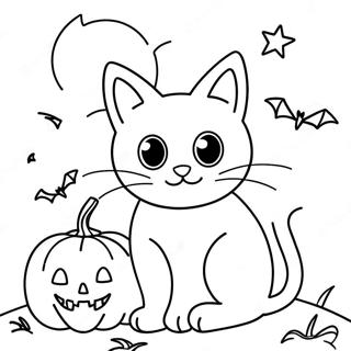 Spooky Halloween Black Cat Coloring Page 19434-15807