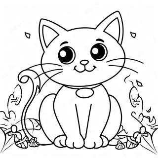 Spooky Halloween Black Cat Coloring Page 19434-15808