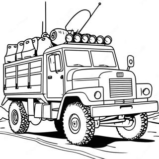 Military Army Truck In Action Coloring Page 19474-15834