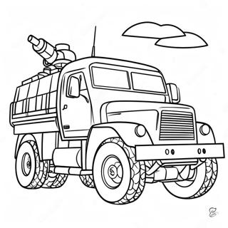 Military Army Truck In Action Coloring Page 19474-15835