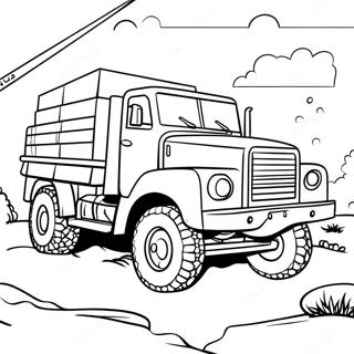 Military Army Truck In Action Coloring Page 19474-15836