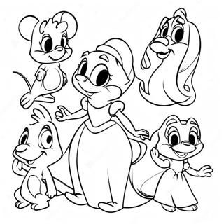 Colorful Disney Characters Coloring Page 19484-15848