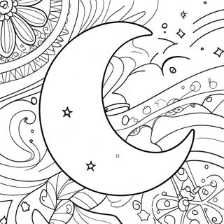 Crescent Moon With Stars Coloring Page 19494-15853