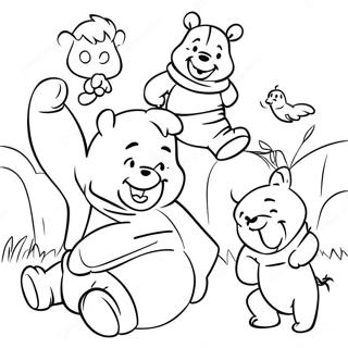 Cheerful Winnie The Pooh And Friends Coloring Page 19524-15875