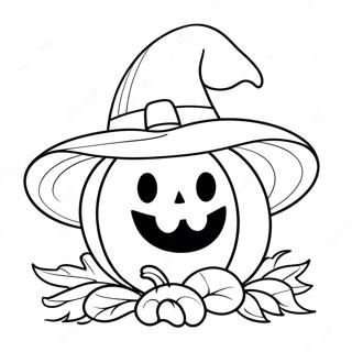 Smiling Pumpkin With A Hat Coloring Page 19534-15885