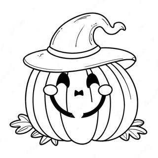 Smiling Pumpkin With A Hat Coloring Page 19534-15886