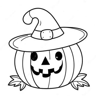 Smiling Pumpkin With A Hat Coloring Page 19534-15887