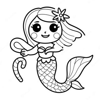 Festive Mermaid With Candy Canes Coloring Page 19574-15918