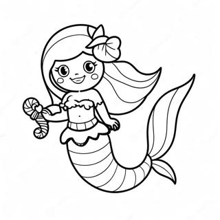 Festive Mermaid With Candy Canes Coloring Page 19574-15920