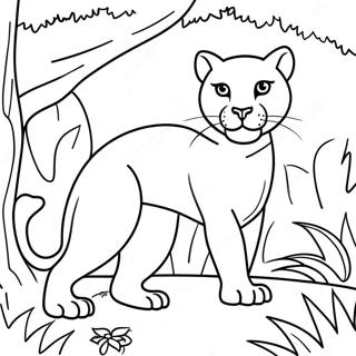 Playful Puma In The Jungle Coloring Page 19594-15933