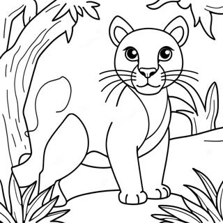 Playful Puma In The Jungle Coloring Page 19594-15936