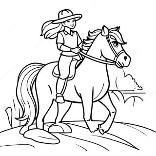 Girl Riding A Beautiful Horse Coloring Page 19633-15962