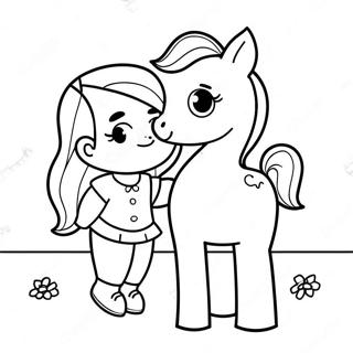 Cute Girl With A Pony Coloring Page 19634-15968