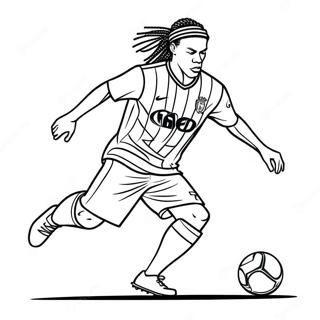 Ronaldinho Dribbling The Ball Coloring Page 19684-16006