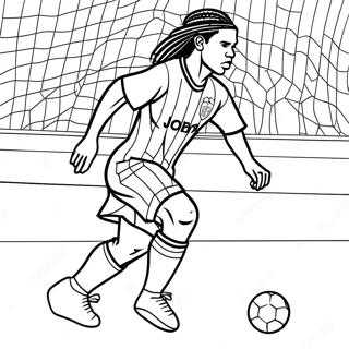 Ronaldinho Dribbling The Ball Coloring Page 19684-16007