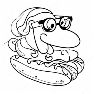 Silly Hot Dog With Sunglasses Coloring Page 19734-16047