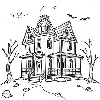 Haunted House Spooky Halloween Coloring Pages