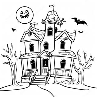 Haunted House Spooky Halloween Coloring Page 19743-16051