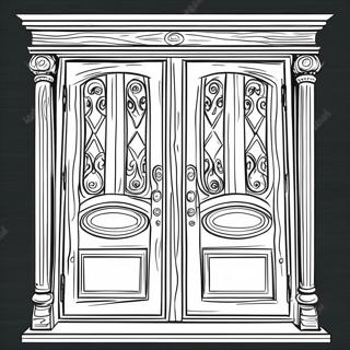 Rustic Wooden Doors Coloring Page 19764-16068