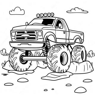 Monster Ford Truck In Muddy Terrain Coloring Page 19824-16121