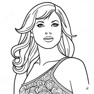 Taylor Swift In A Glamorous Red Dress Coloring Page 19844-16134