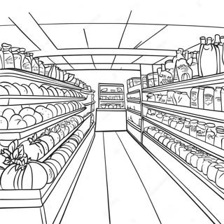 Busy Grocery Store Aisle Coloring Page 19854-16147