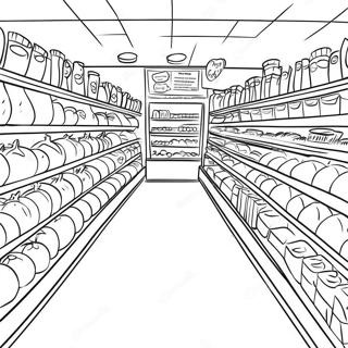 Busy Grocery Store Aisle Coloring Page 19854-16148