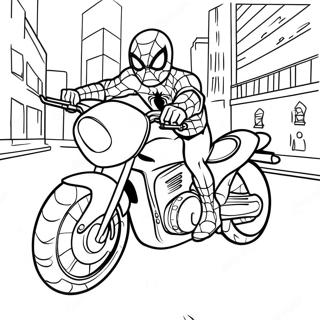 Spiderman Riding A Fast Motorcycle Coloring Page 19894-16173