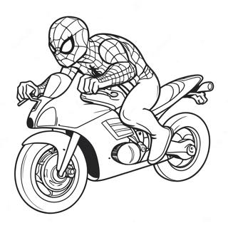 Spiderman Riding A Fast Motorcycle Coloring Page 19894-16174