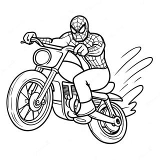 Spiderman Riding A Fast Motorcycle Coloring Page 19894-16175