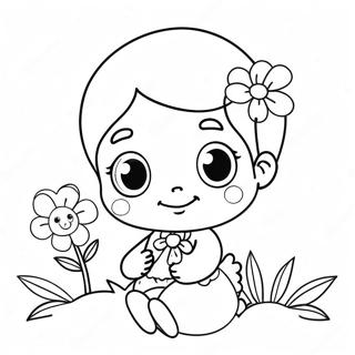 Cute Nana With Flowers Coloring Page 19964-16229