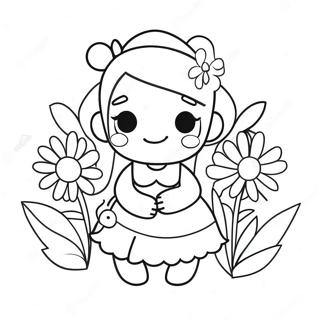 Cute Nana With Flowers Coloring Page 19964-16231