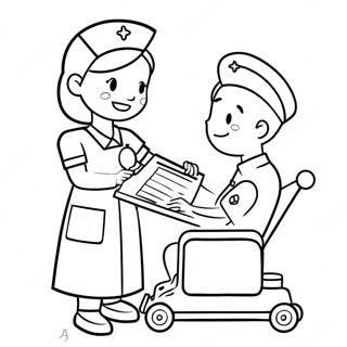 Cute Nurse Helping Patient Coloring Page 20044-16293